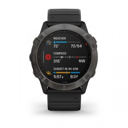 Мультиспортивные часы Garmin Fenix 6x sapphire с gps, серые DLC с черным ремешком Мультиспортивные часы Garmin Fenix 6x sapphire с gps, серые DLC с черным ремешком