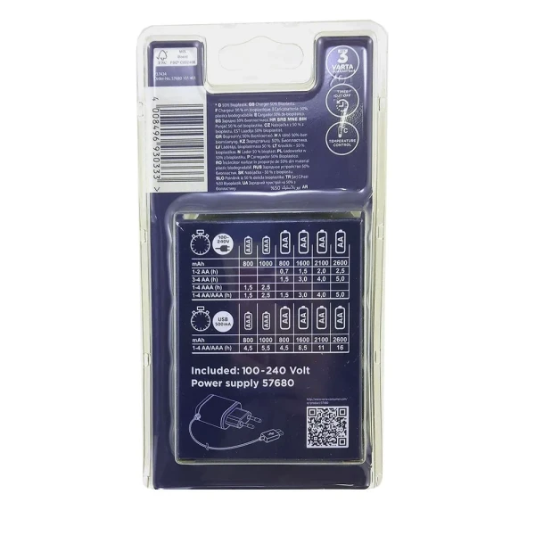 Зарядное устр-во VARTA ECO Charger для 1-4 AAA, AA, -∆V, 110-220В Зарядное устр-во VARTA ECO Charger для 1-4 AAA, AA, -∆V, 110-220В