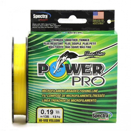 Леска плетеная Power Pro (135м, желтая, 0,15мм, 9кг)