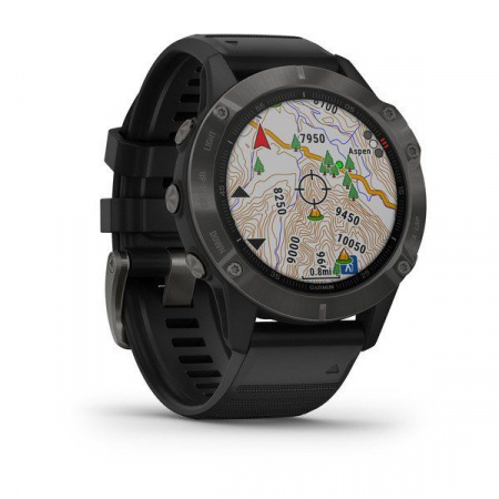 Мультиспортивные часы Garmin Fenix 6 sapphire с gps, серые с черным ремешком