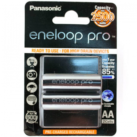 Аккумуляторы PANASONIC R6 (AA) Eneloop Pro Ni-MH 2500mAh бл/2